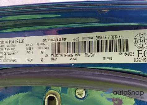 2015 Ram 1500 St from USA, damaged, VIN 3C6RR7KT6FG640688